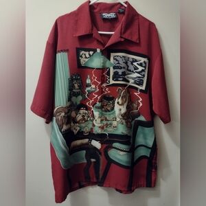 Dragonfly Clothing Company Men's XL Dogs Playing Poker Graphic Print Shirt